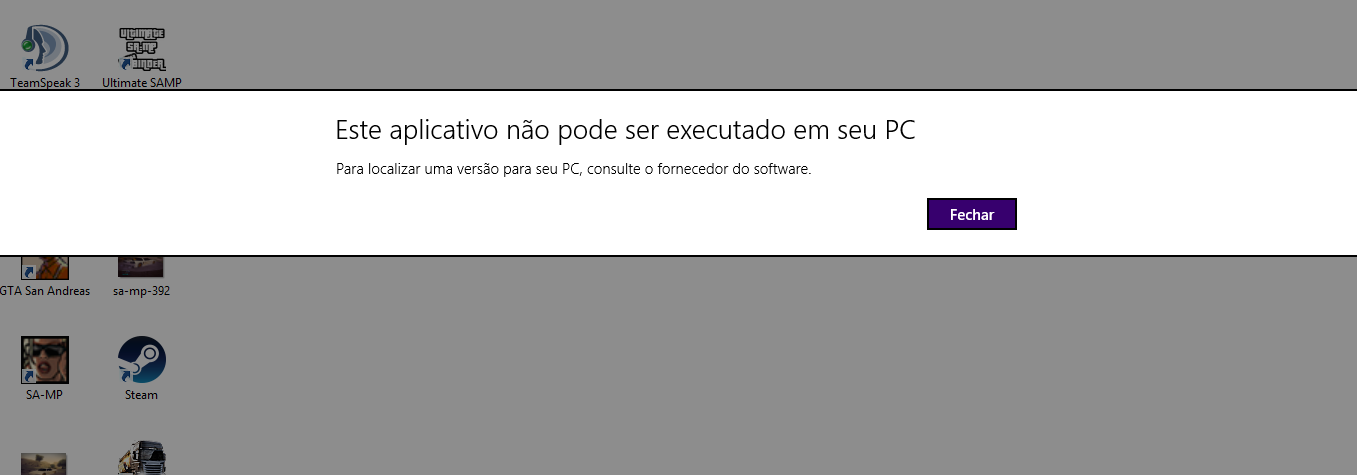 Como resolver erro 'Este aplicativo não pode ser executado em seu PC